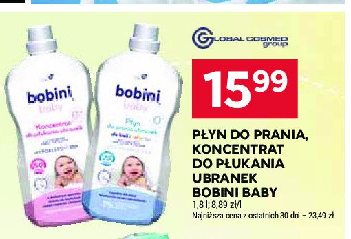 Koncentrat do płukania ubranek niemowlęcych i dziecięcych Bobini baby promocja w Stokrotka