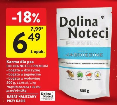 Karma dla psa Dolina Noteci Premium Jagnięcina bogata w dziczyzne, bogata w jagnięcinę, bogata w wołowinę promocja w Intermarche