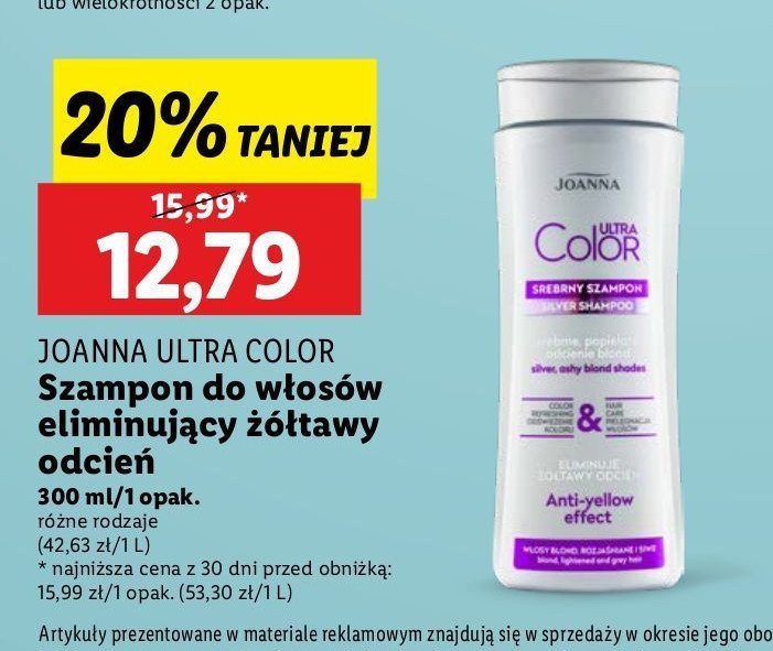 Szampon srebrne popielate odcienie blond Joanna ultra color promocja