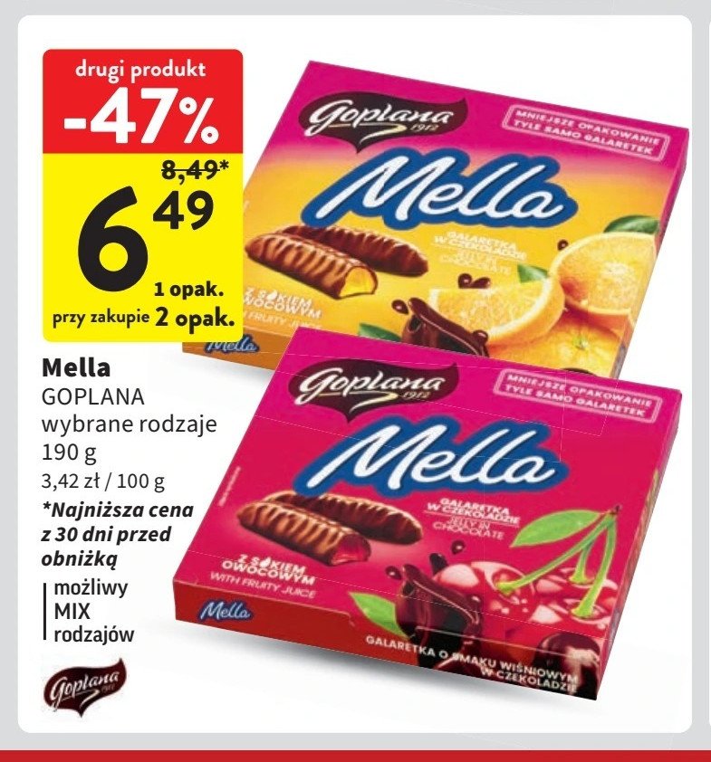 Galaretka w czekoladzie cytrynowa Goplana mella promocja w Intermarche