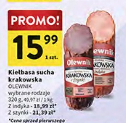 Kiełbasa krakowska z indyka Olewnik promocja