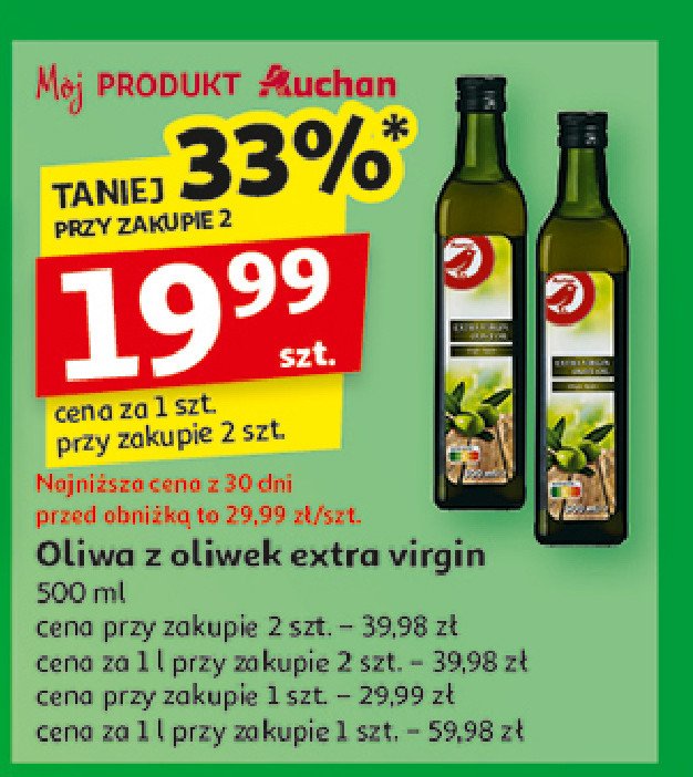 Oliwa z oliwek extra virgin Auchan promocja