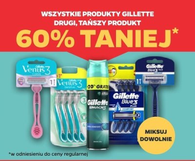 Wszystkie produkty Gilette drugi -60% taniej promocja w Netto