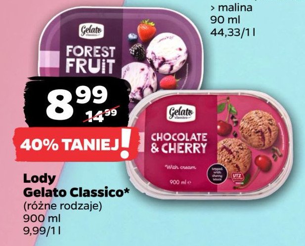 Lody chocolate&cherry Gelato classico promocja