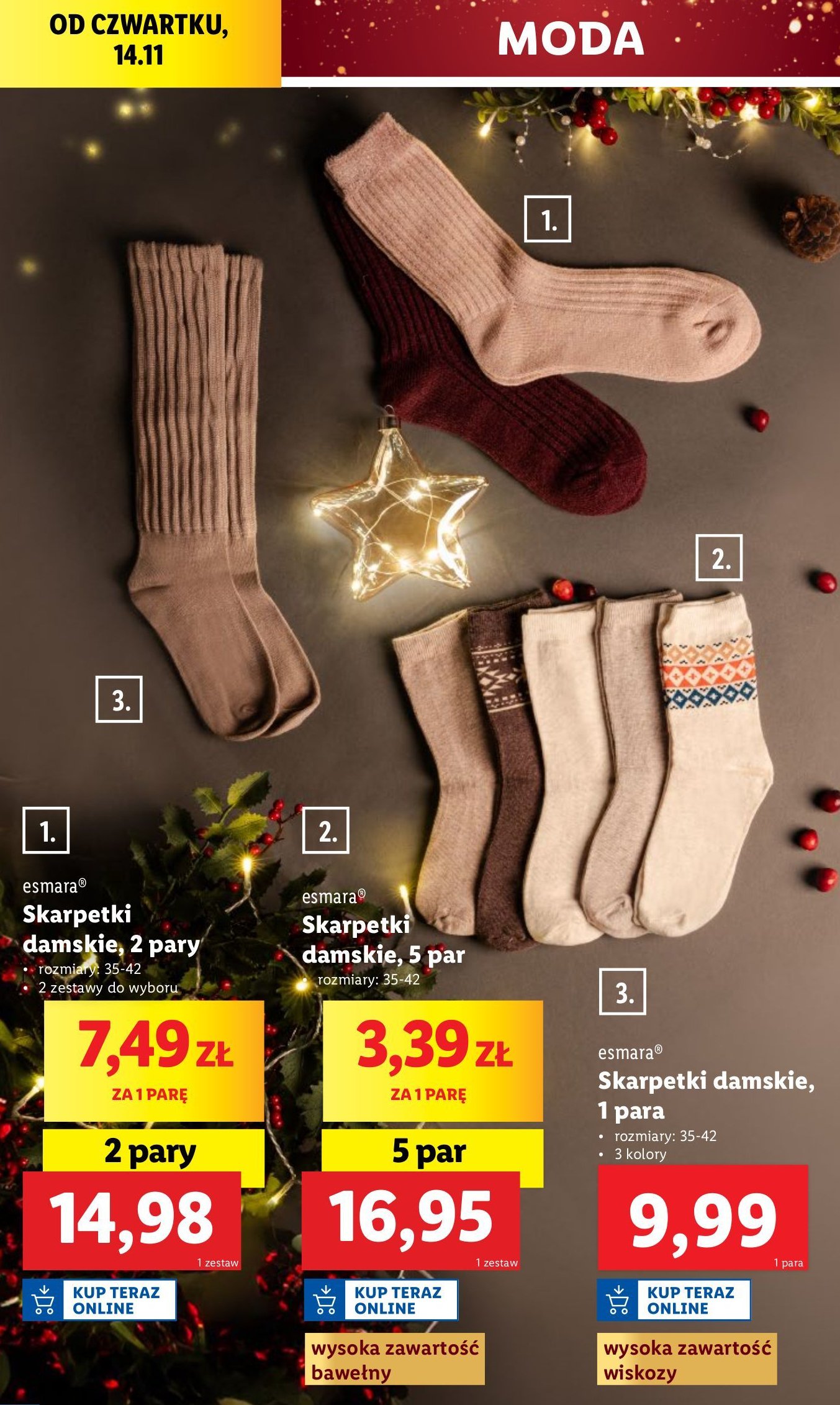 Skarpety damskie 35-42 Esmara promocja