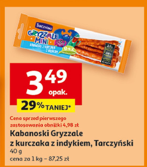 Kabanosiki z kurczaka Tarczyński gryzzale promocja w Auchan