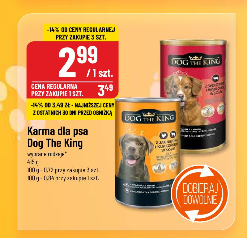 Karma dla psa z kurczakiem i jagnięciną w galarecie Dog the king promocja