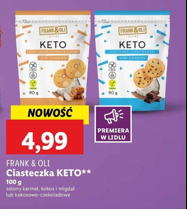 Ciasteczko keto kokos i migdał Frank&oli promocja w Lidl