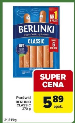 Parówki BERLINKI CLASSIC promocja w Carrefour Express