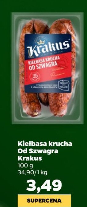 Kiełbasa krucha od szwagra Krakus animex promocja w Netto