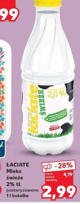 Mleko świeże 2% tł. pasteryzowane 1l butelka promocja w Kaufland