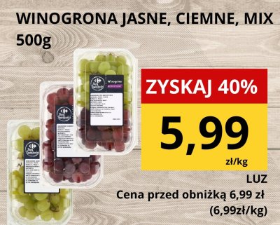 Winogrona jasne, ciemne, mix 500g promocja w Supeco