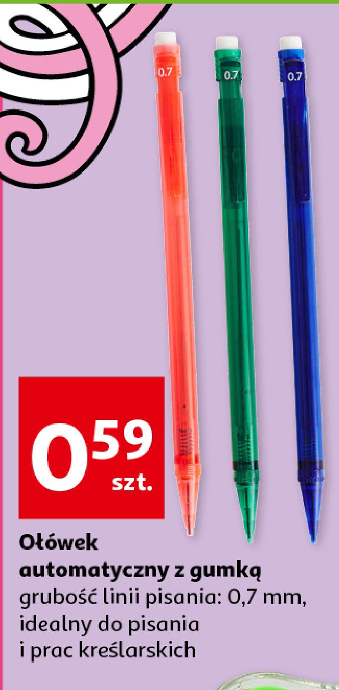 Ołówek automatyczny z gumką Auchan promocja