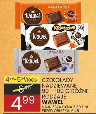 Czekolady nadziewane 80-100g różne rodzaje Wawel promocja w Wafelek