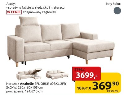 Narożnik Anabelle 2FL OBKR/OBKL.2FR promocja w Black Red White