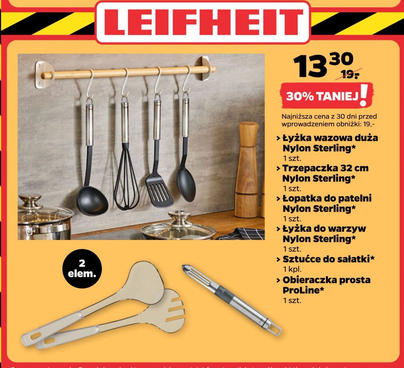 Łopatka do patelni nylon sterling Leifheit promocja w Netto