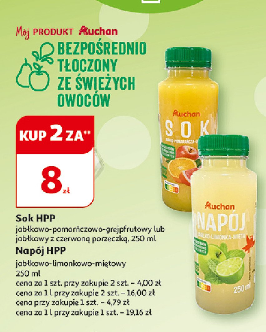 Sok jabłko-pomarańcza-grejpfrut Auchan promocja