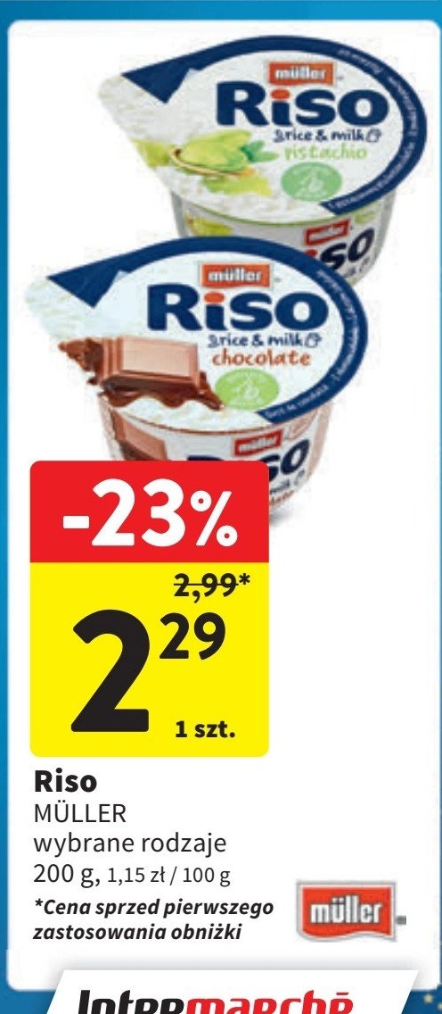 Deser pistacjowy Muller riso promocja w Intermarche