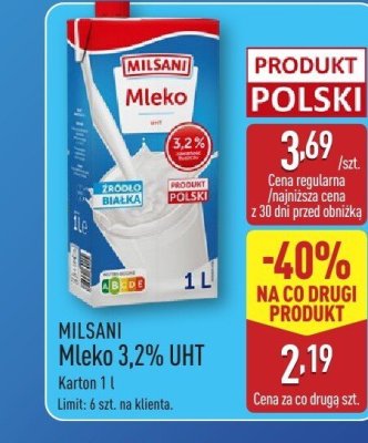 Mleko 3,2% UHT promocja w Aldi