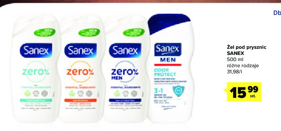 Żel pod prysznic 3w1 odor protect Sanex men promocja w Rossmann