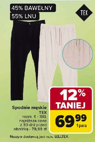Spodnie sportowe męskie rozm. s-3xl Tex promocja w Carrefour
