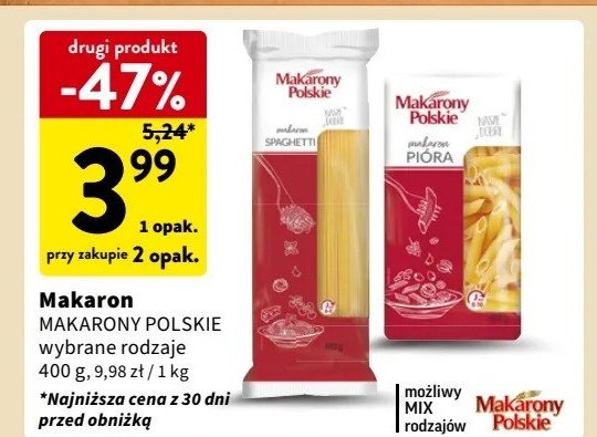 Makaron spaghetti Makarony polskie promocja w Intermarche