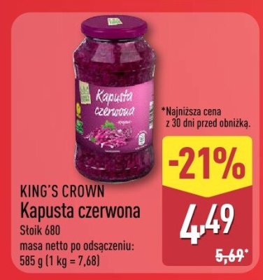 Kapusta czerwona KING'S CROWN promocja w Aldi