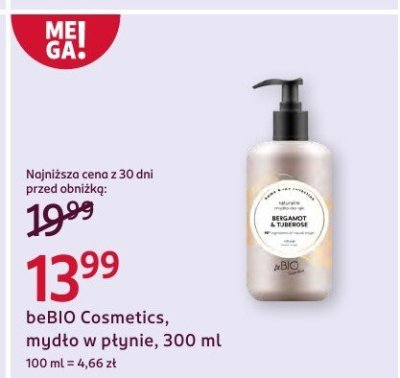 Mydło w płynie beBIO Cosmetics 300 ml promocja w Rossmann