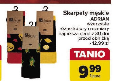 Skarpetki męskie Adrian promocja w Carrefour