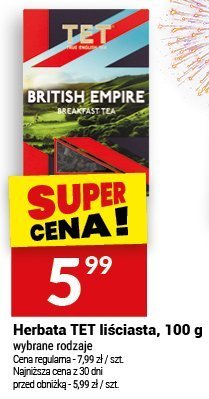 Herbata TET liściasta, 100 g wybrane rodzaje promocja w Twój Market