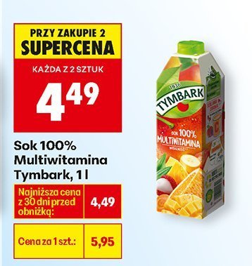 Sok 100% Multiwitamina, 1 l promocja w Biedronka
