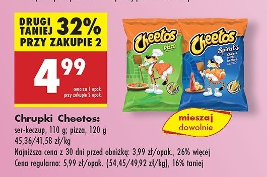 Chrupki spirals ser z ketchupem Cheetos promocja w Biedronka