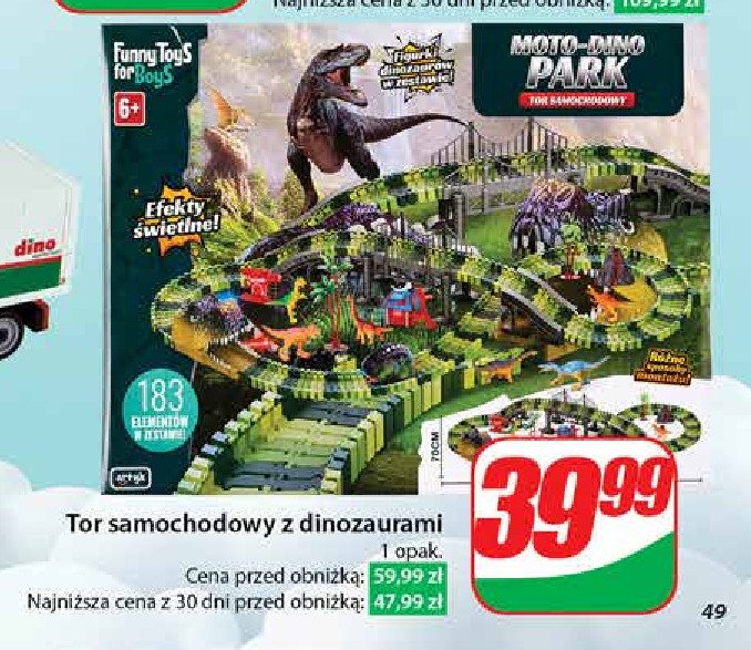 Tor samochodowy z dinozaurami promocja w Dino