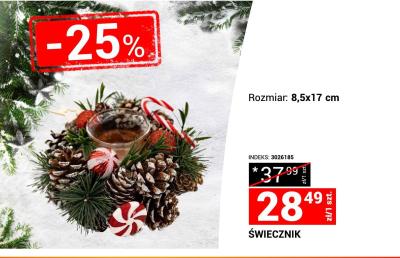 Świecznik, rozmiar 8,5x17 cm promocja w Merkury Market