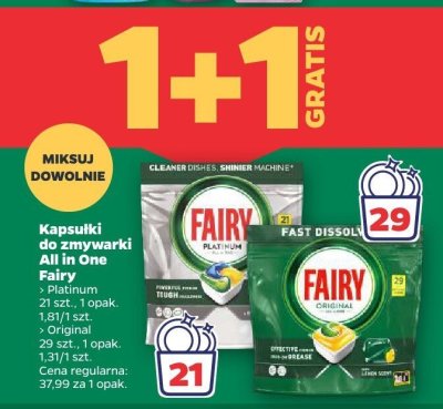 Kapsułki do zmywarki All in One Platinum 21 szt. Fairy promocja w Netto