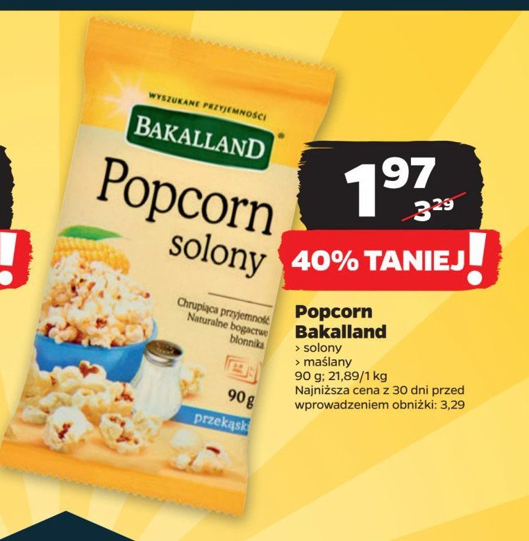 Popcorn maślany Bakalland promocja w Netto