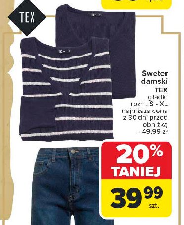 Sweter damski rozm. s-xl Tex promocja w Carrefour