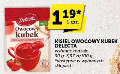 Kisiel owocowy kubek Delecta wybrane rodzaje promocja w Groszek