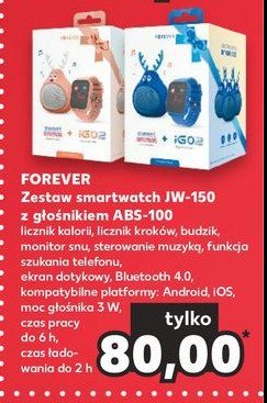 Smartwatch igo2 jw-150 + głośnik abs-100 niebieski Forever promocja