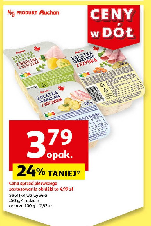 Sałatka warzywna z wędliną z kurczaka Auchan różnorodne (logo czerwone) promocja