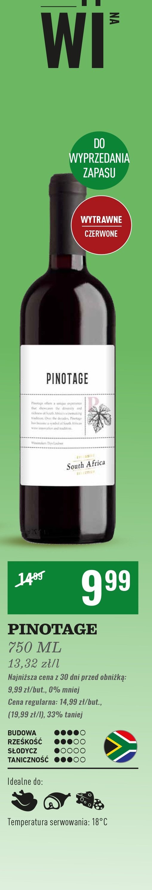 Wino PINOTAGE SOUTH AFRICA promocja
