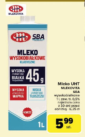 Mleko wysokobiałkowe klasyczne 0.5% Mlekovita sba promocja