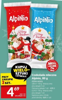 Czekolada mleczna Alpinio 80g różne wzory promocja w Twój Market