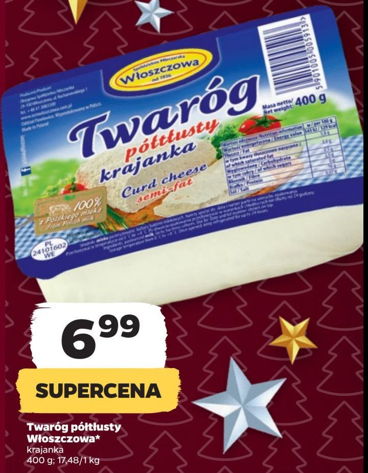 Twaróg półtłusty Włoszczowa promocja w Netto