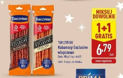 Kabanosy Exclusive wieprzowe 1+1 GRATIS promocja w Aldi