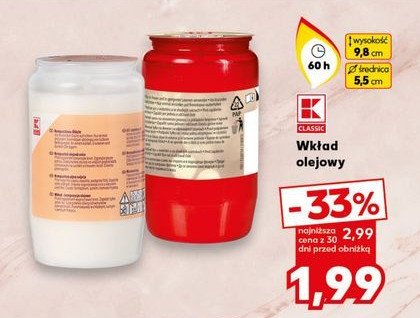 Wkład olejowy 60 h czerwony K-classic promocja w Kaufland