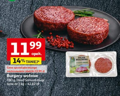 Burger wołowy Auchan pewni dobrego promocja
