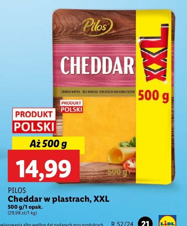 Ser cheddar w plastrach Pilos promocja