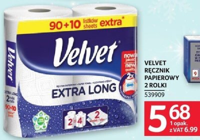 Papier toaletowy VELVET EXTRA LONG 2 rolki promocja w Selgros