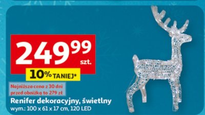 Renifer dekoracyjny, świetlny wym. 100 x 61 x 17 cm, 120 LED promocja w Auchan